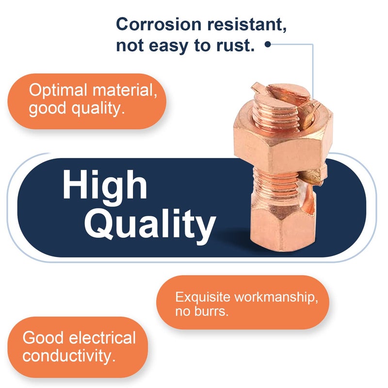 EVARSOL 4PCS Split Bolt Connector Copper Grounding Clamps for Completing Ground Bonding to Bare Wires TJ-25 - Image 3